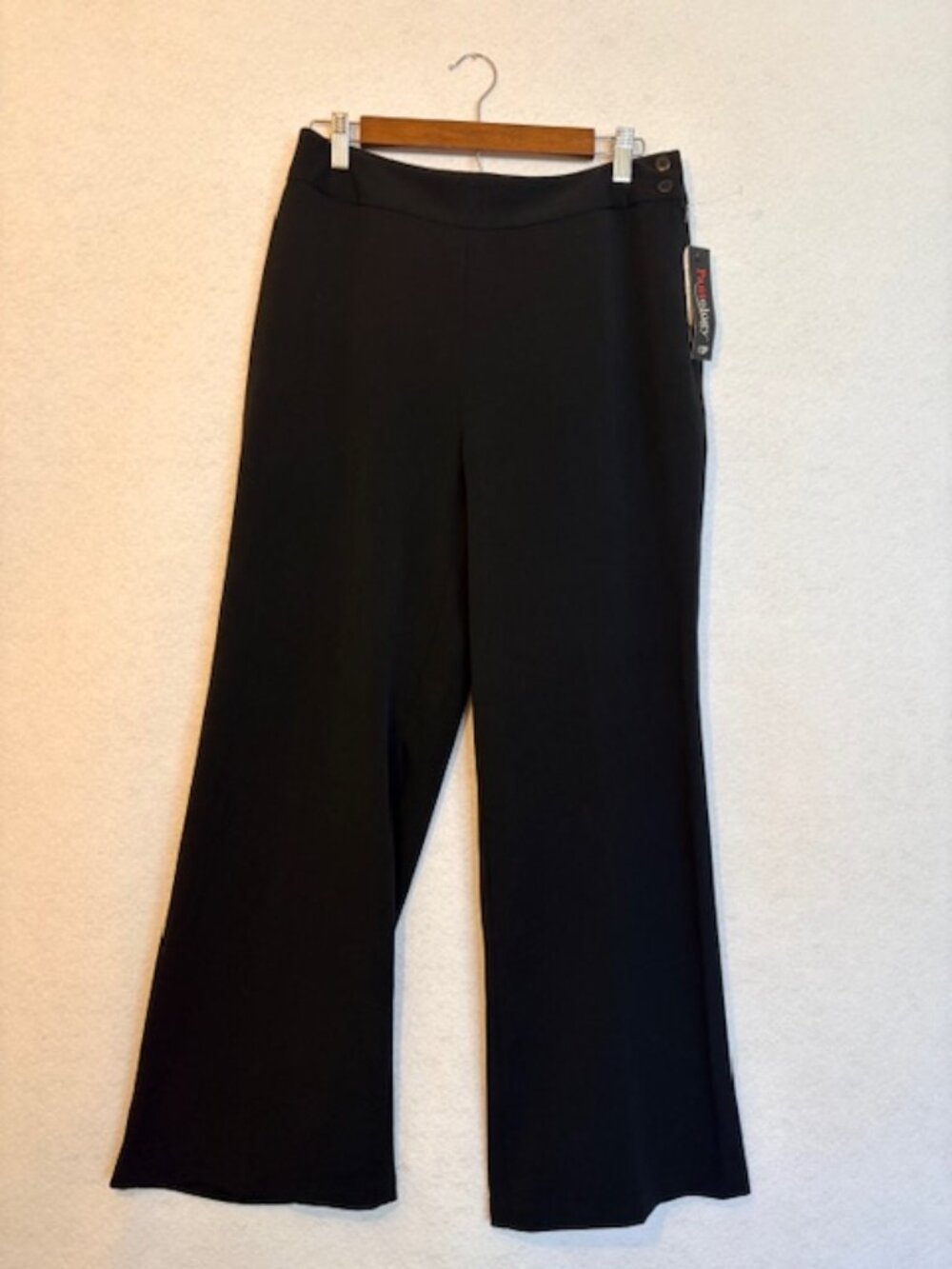 Pantology Petite Dress Pants Womens Black Business Pants Work Wide Leg 12P NWT